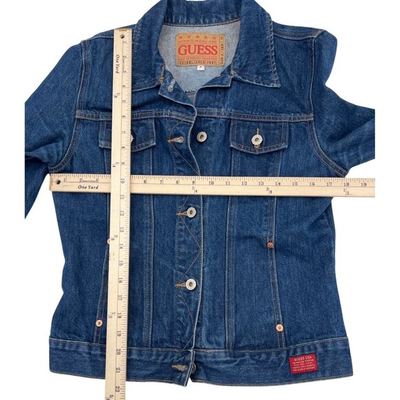 Guess Women's Denim Jacket Medium Blue Button-Front Long Sleeve - Picture 4 of 6